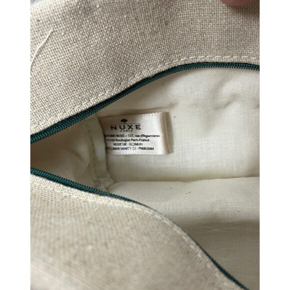NUXE Paris Makeup Bag Travel Case Zip Close Designer Linen Cotton Beige Cottage - Picture 7 of 7